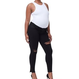 Black distressed Maternity Jeans